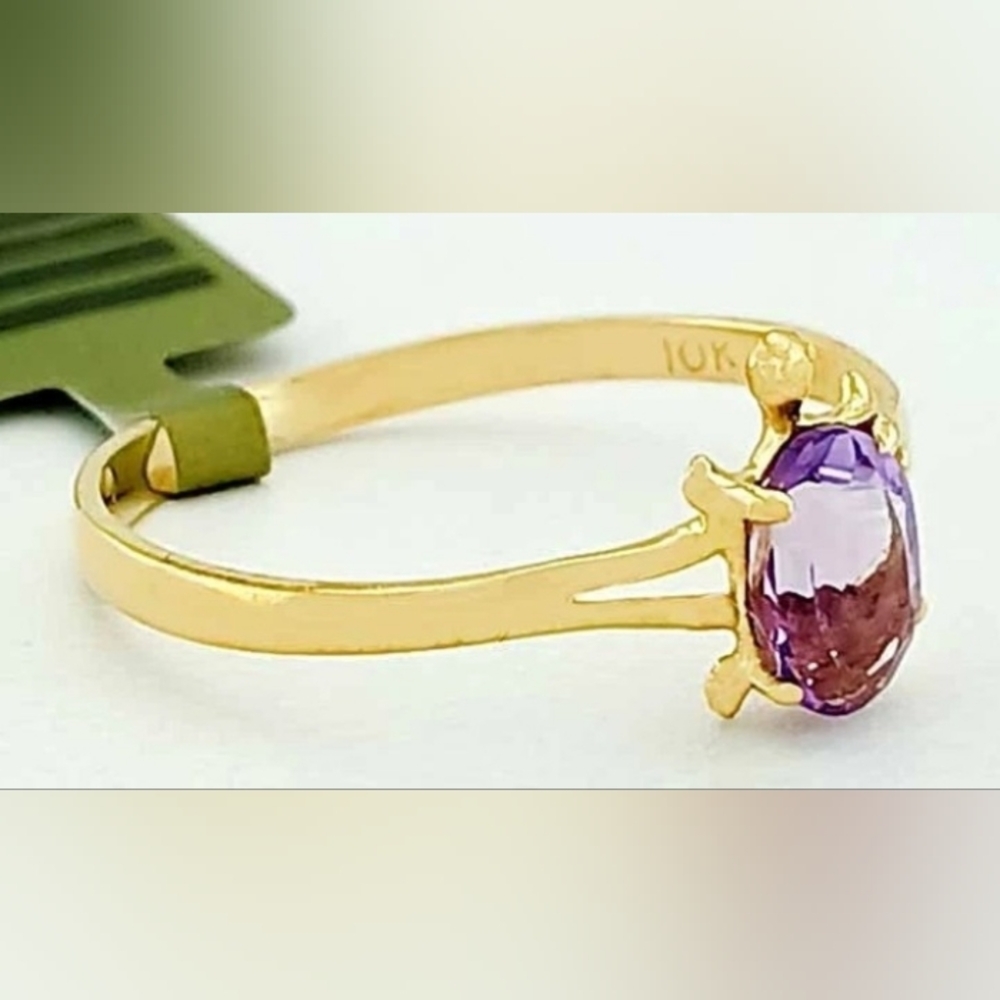 SALE! 10kt Solid Gold & 0.70 CTS Amethyst Stunning Turtle Ring - Picture 4 of 15